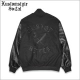 【送料無料】KustomStyle x US VERSUS THEM BROTHERHOOD MELTON VARSITY JKT BLACK/BLACK