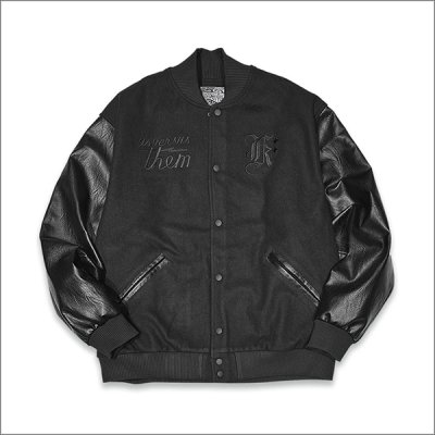 画像2: 【送料無料】KustomStyle x US VERSUS THEM BROTHERHOOD MELTON VARSITY JKT BLACK/BLACK
