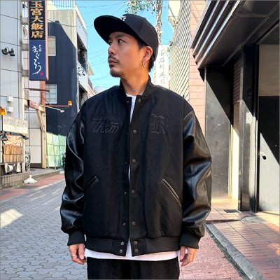 画像3: 【送料無料】KustomStyle x US VERSUS THEM BROTHERHOOD MELTON VARSITY JKT BLACK/BLACK