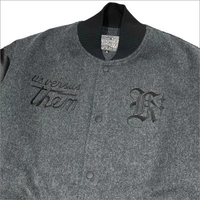 画像5: 【送料無料】KustomStyle x US VERSUS THEM BROTHERHOOD MELTON VARSITY JKT CHARCOAL