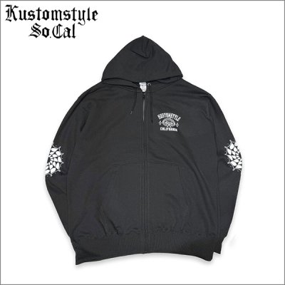 画像1: 【送料無料】KustomStyle カスタムスタイル HOURGLASS ZIPパーカー BLACK