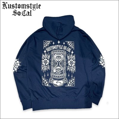 画像1: 【送料無料】KustomStyle カスタムスタイル HOURGLASS プルオーバーパーカー NAVY