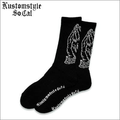 画像1: KustomStyle カスタムスタイル PRAYING HANDS SOCKS BLACK