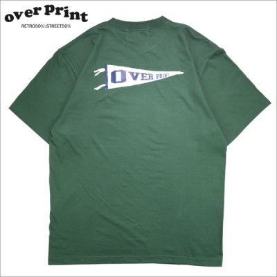 画像1: over print オーバープリント back pennant Tシャツ D.GREEN