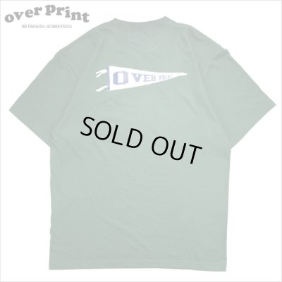 画像1: 【70％OFF】over print オーバープリント back pennant Tシャツ D.GREEN
