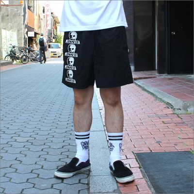 画像2: 【送料無料】SKULL SKATES スカルスケーツ ４ ロゴ ナイロンショーツ BLACK