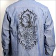 画像4: 【送料無料】KustomStyle カスタムスタイル PRAYING KATAKANA CHAMBRAY L/Sシャツ BLUE (4)