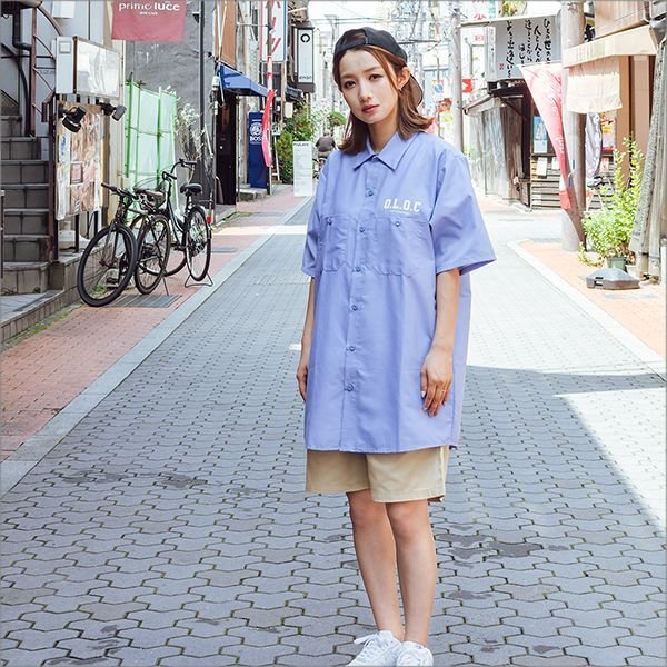 画像7: 【50%OFF】CAPTAIN STREET O.L.O.C S/Sワークシャツ L.BLUE キャプテンストリート (7)