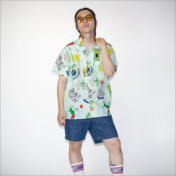 画像7: 【送料無料】Koner Gallery コーナーギャラリー TOMASON -MONSTER'S SUMMER- S/Sアロハシャツ MINT BLUE (7)