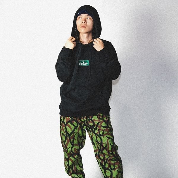 画像4: 【20％OFF】【送料無料】Deviluse デビルユース Green Box Logo P/Oパーカー BLACK (4)