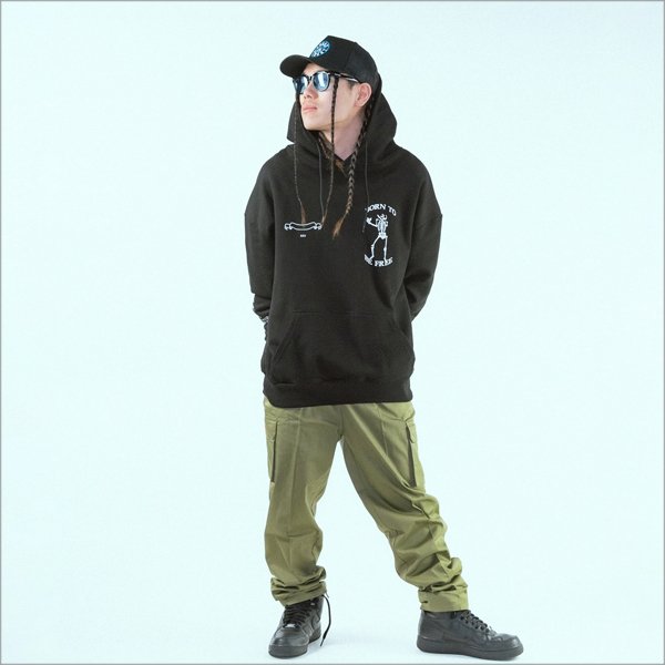 画像11: 【送料無料】Deviluse デビルユース Bone to be free P/Oパーカー BLACK (11)