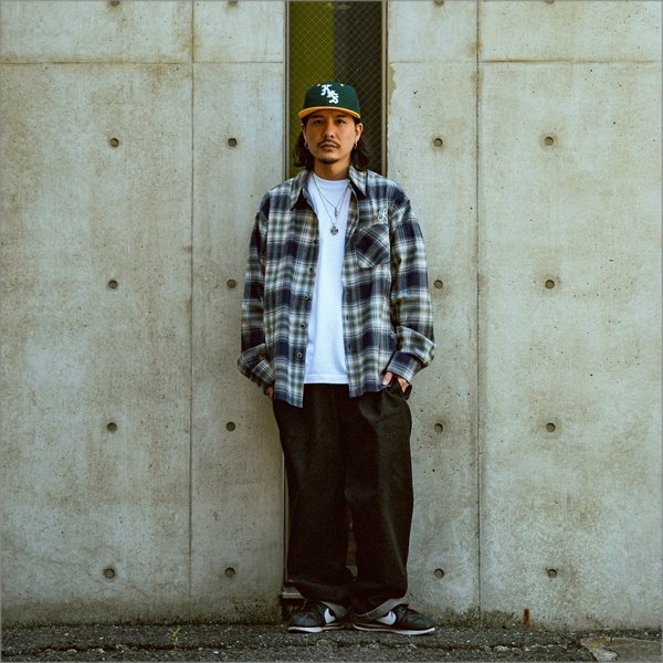 画像5: 【送料無料】KustomStyle カスタムスタイル STARLITE L/Sチェックシャツ GREEN/NAVY (5)