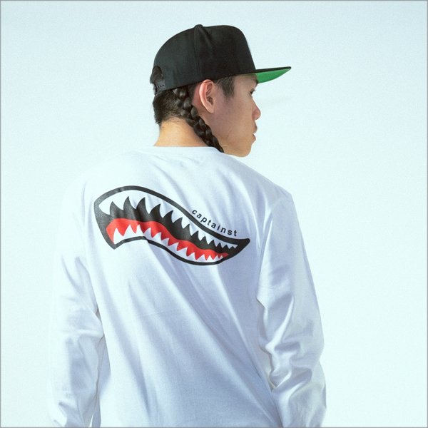 画像11: CAPTAIN STREET Shark Mouth L/S Tシャツ WHITE キャプテンストリート (11)