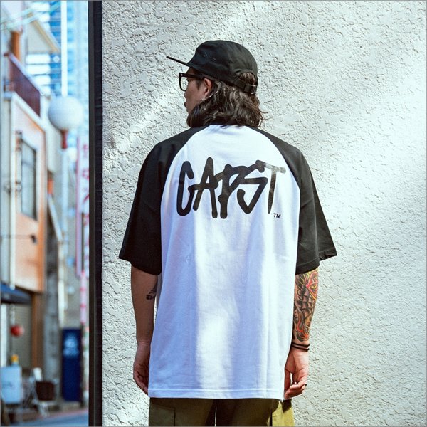 画像8: CAPTAIN STREET CAPST Logo ラグランTシャツ BLACK/WHITE キャプテンストリート (8)
