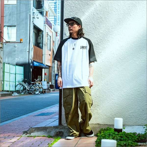 画像7: CAPTAIN STREET CAPST Logo ラグランTシャツ BLACK/WHITE キャプテンストリート (7)