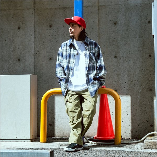 画像6: 【送料無料】KustomStyle カスタムスタイル STARLITE L/Sチェックシャツ GREEN/NAVY (6)