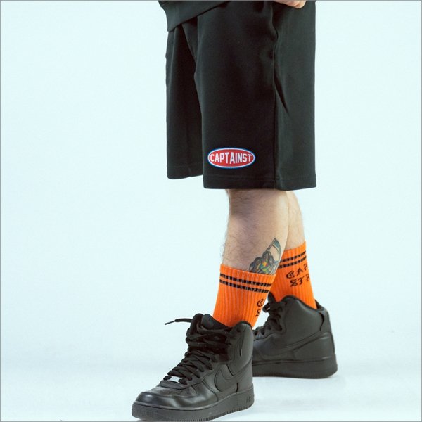 画像10: 【20%OFF】【送料無料】CAPTAIN STREET Oval Logo スウェットショーツ BLACK キャプテンストリート (10)