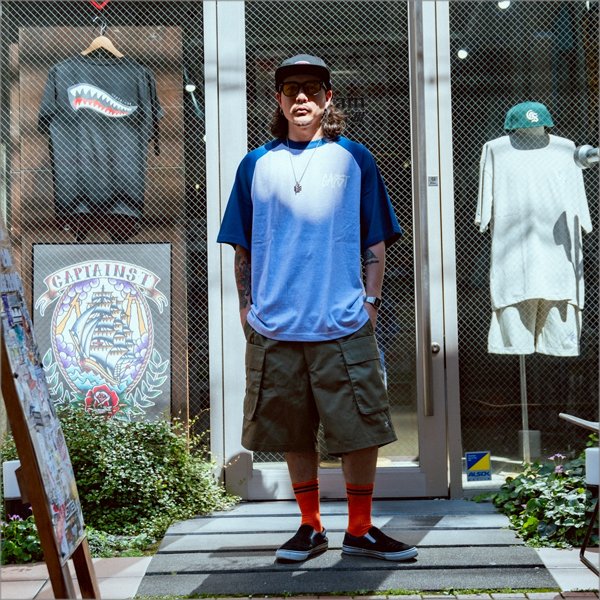 画像11: CAPTAIN STREET CAPST Logo ラグランTシャツ BLUE/ASH キャプテンストリート (11)