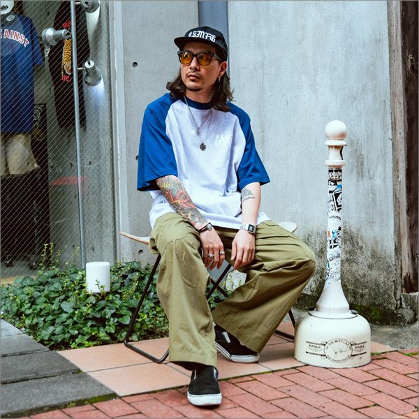 画像13: CAPTAIN STREET CAPST Logo ラグランTシャツ BLUE/ASH キャプテンストリート (13)
