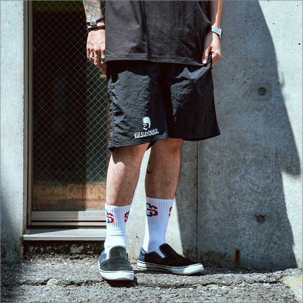 画像8: 【送料無料】SKULL SKATES スカルスケーツ HARDCOREロゴ ナイロンショーツ BLACK (8)