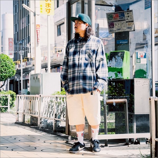 画像7: 【送料無料】KustomStyle カスタムスタイル STARLITE L/Sチェックシャツ GREEN/NAVY (7)