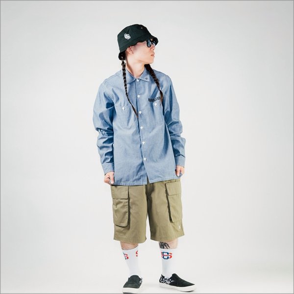 画像10: 【送料無料】KustomStyle カスタムスタイル PRAYING KATAKANA CHAMBRAY L/Sシャツ BLUE (10)