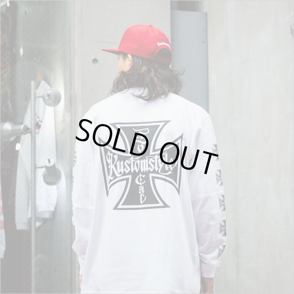 画像7: KustomStyle カスタムスタイル IRON CROSS L/S Tシャツ WHITE (7)