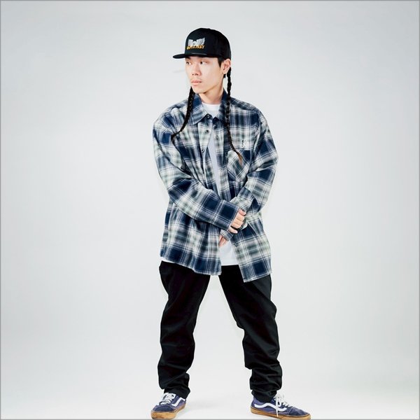 画像8: 【送料無料】KustomStyle カスタムスタイル STARLITE L/Sチェックシャツ GREEN/NAVY (8)