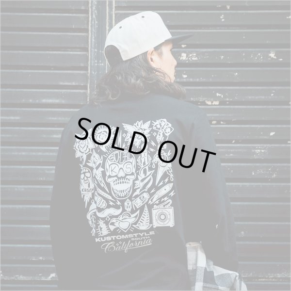 画像8: KustomStyle カスタムスタイル P.L.O SKULL L/S Tシャツ BLACK (8)