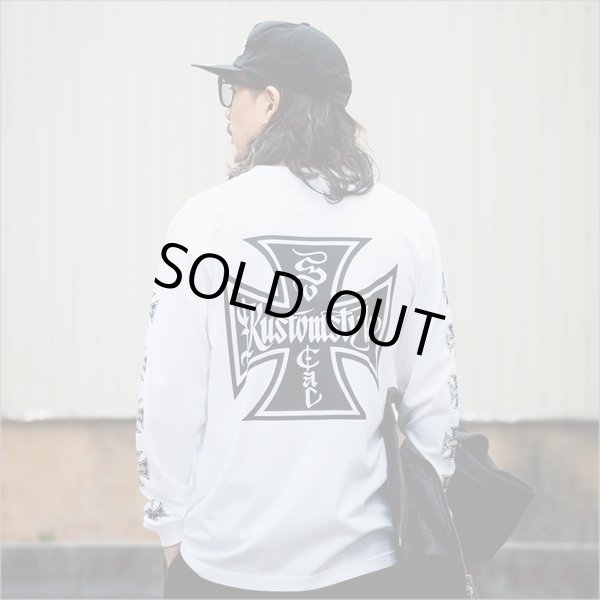 画像10: KustomStyle カスタムスタイル IRON CROSS L/S Tシャツ WHITE (10)
