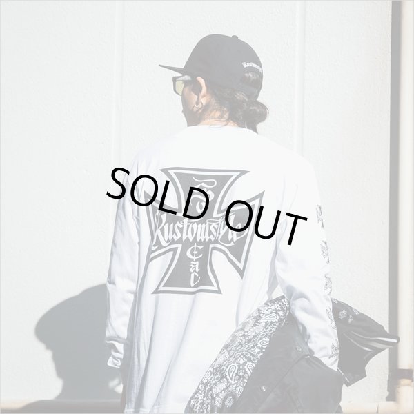 画像11: KustomStyle カスタムスタイル IRON CROSS L/S Tシャツ WHITE (11)