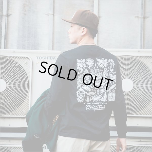 画像9: KustomStyle カスタムスタイル P.L.O SKULL L/S Tシャツ BLACK (9)