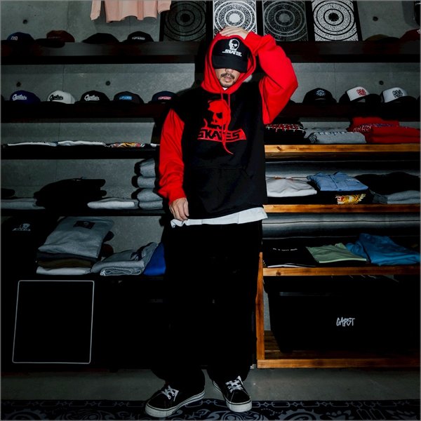 画像5: 【送料無料】SKULL SKATES スカルスケーツ ２トーン P/Oパーカー BLACK/RED (5)