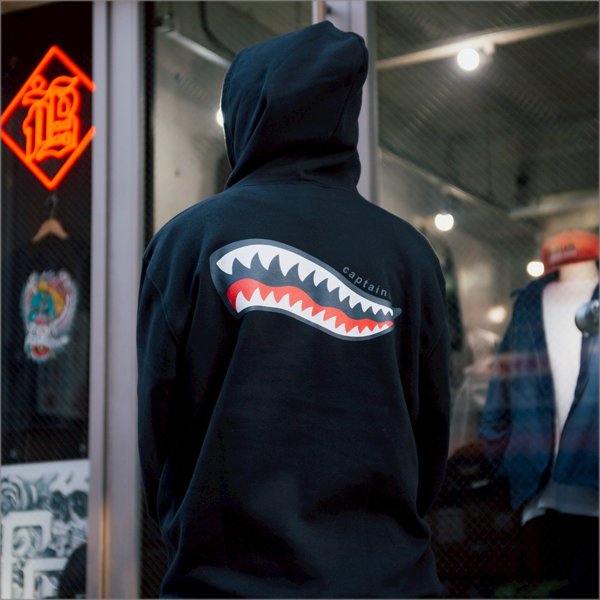 画像12: 【送料無料】CAPTAIN STREET Shark Mouth P/Oパーカー BLACK キャプテンストリート (12)