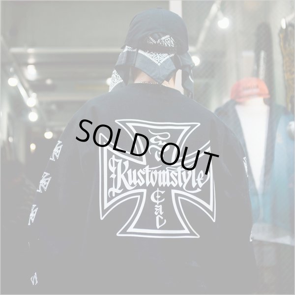 画像6: 【送料無料】KustomStyle カスタムスタイル IRON CROSS クルーネックスウェット BLACK (6)