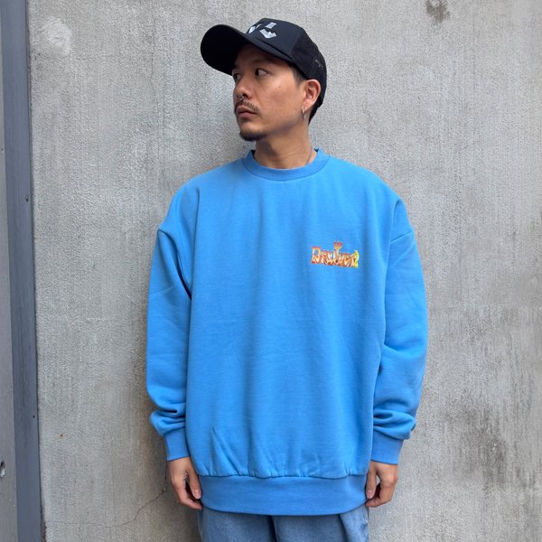 画像3: 【送料無料】Deviluse デビルユース Flame Logo クルーネックスウェット BLUE (3)