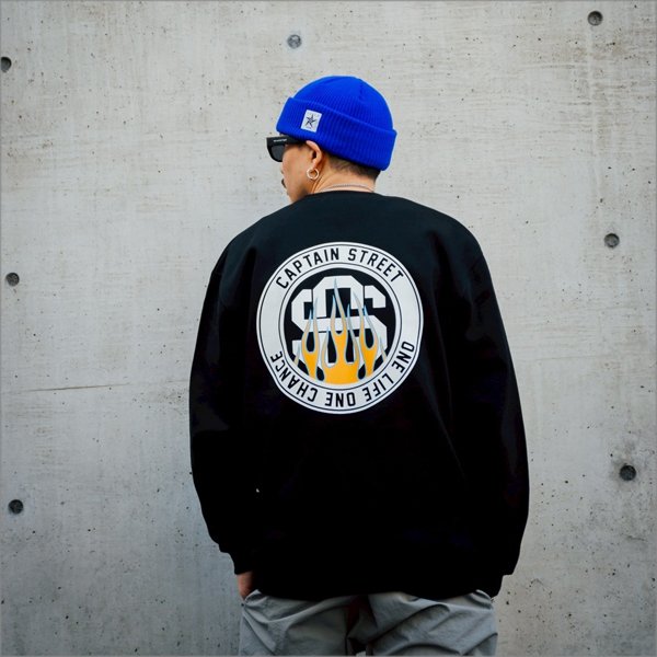 画像11: 【送料無料】CAPTAIN STREET Flame eighty クルーネックスウェット BLACK キャプテンストリート (11)