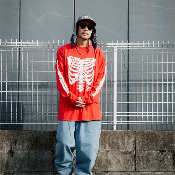 画像6: CAPTAIN STREET Bone L/S Tシャツ RED キャプテンストリート (6)