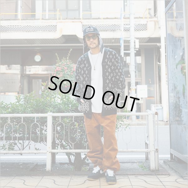 画像7: 【送料無料】COOKMAN クックマン Knitted Cardigan Bandanna Cross BLACK (7)