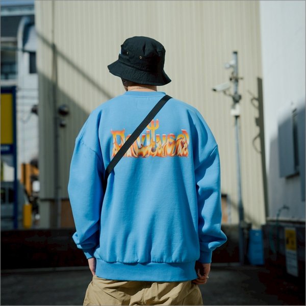 画像9: 【送料無料】Deviluse デビルユース Flame Logo クルーネックスウェット BLUE (9)