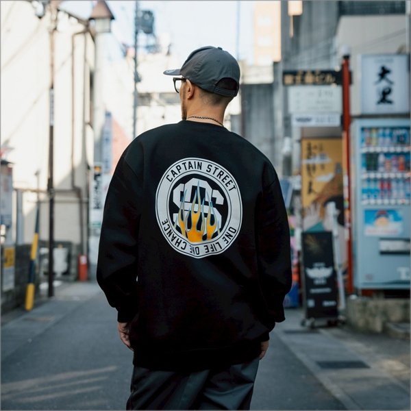画像14: 【送料無料】CAPTAIN STREET Flame eighty クルーネックスウェット BLACK キャプテンストリート (14)