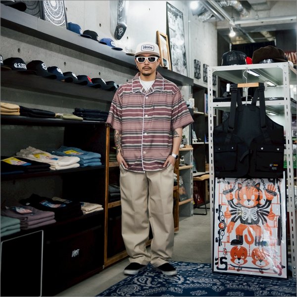 画像9: 【送料無料】BLUCO ブルコ POOLSIDE SHIRT S/S -Mexican- BURGUNDY (9)