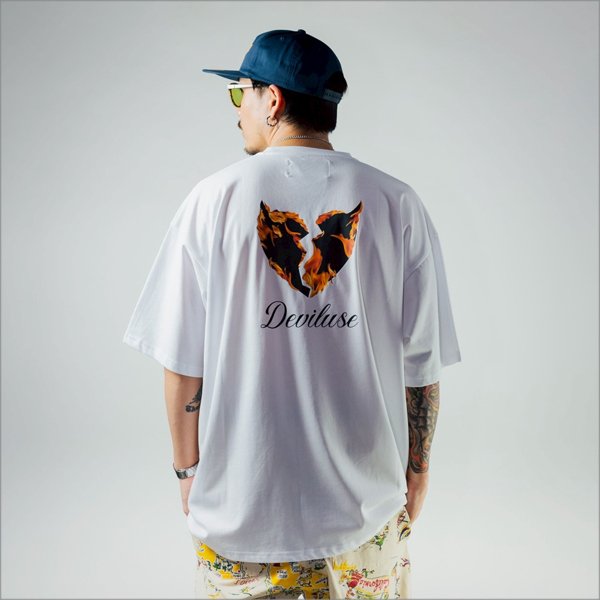 画像7: Deviluse デビルユース Flame Heart Tシャツ WHITE (7)