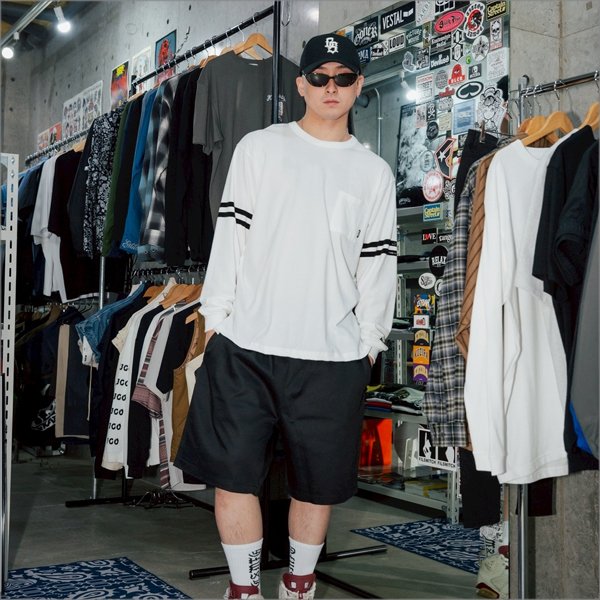画像7: BLUCO ブルコ ドライコットン ポケットTシャツ L/S -Line- WHITE (7)