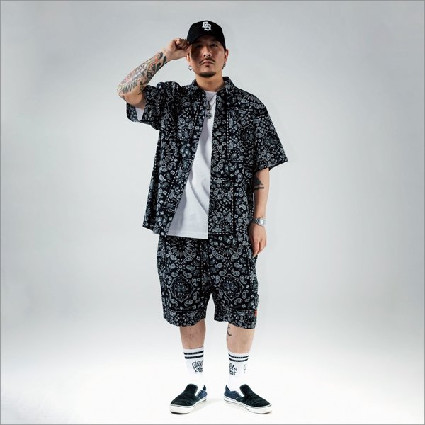 画像5: 【送料無料】COOKMAN クックマン S/Sワークシャツ Light Paisley BLACK (5)