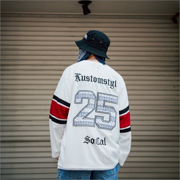 画像8: 【送料無料】KustomStyle カスタムスタイル 25TH BANDANA メッシュ ホッケージャージー WHITE	 (8)