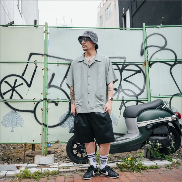 画像6: 【送料無料】KustomStyle カスタムスタイル LONGROOF S/S キューバシャツ GREEN (6)
