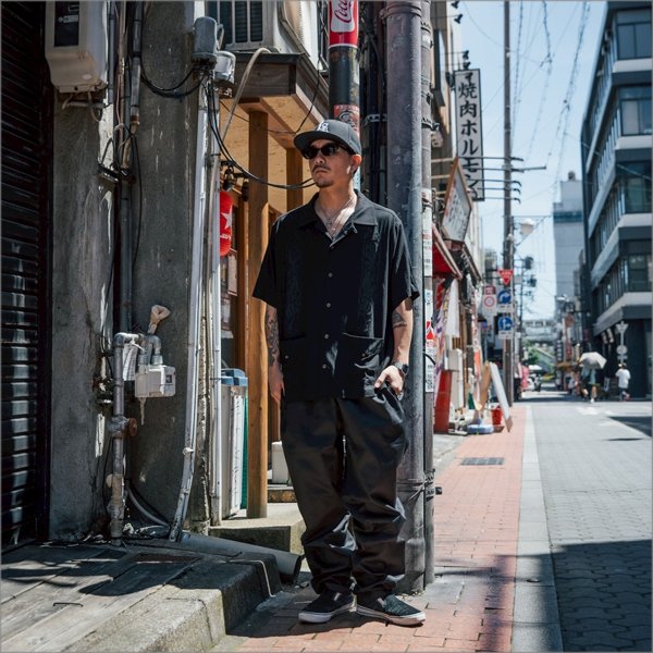 画像7: 【送料無料】KustomStyle カスタムスタイル LONGROOF S/S キューバシャツ BLACK (7)