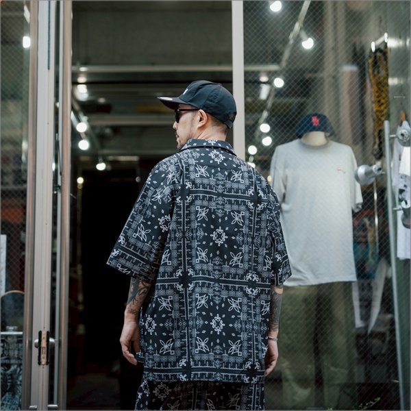 画像5: 【送料無料】BLUCO ブルコ オープンカラーシャツ -BANDANA- BLACK (5)