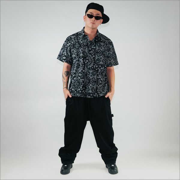 画像7: 【送料無料】COOKMAN クックマン S/Sワークシャツ Light Paisley BLACK (7)